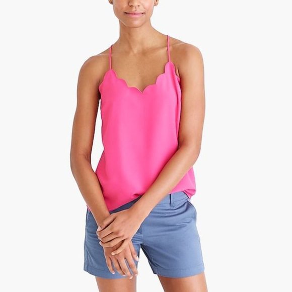 J.CREW Pink Scalloped Cami Tank Top sz 4 NEW NWT - Picture 2 of 11